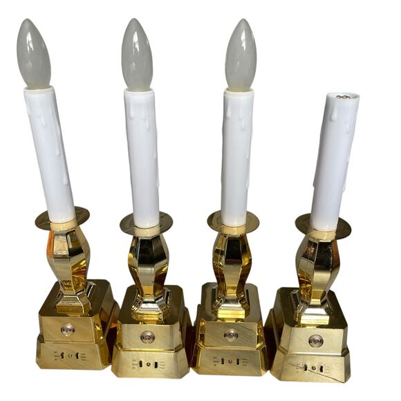 Bethlehem Lights Window Candles Lot of 4 Tested & Working Gold Color Base READ - Picture 14 of 14